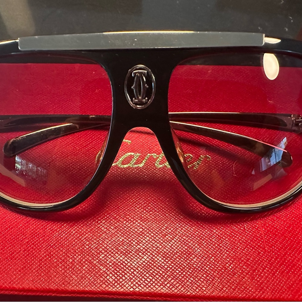 Cartier Black Aviator Glasses with Double Bridge. Vintage
